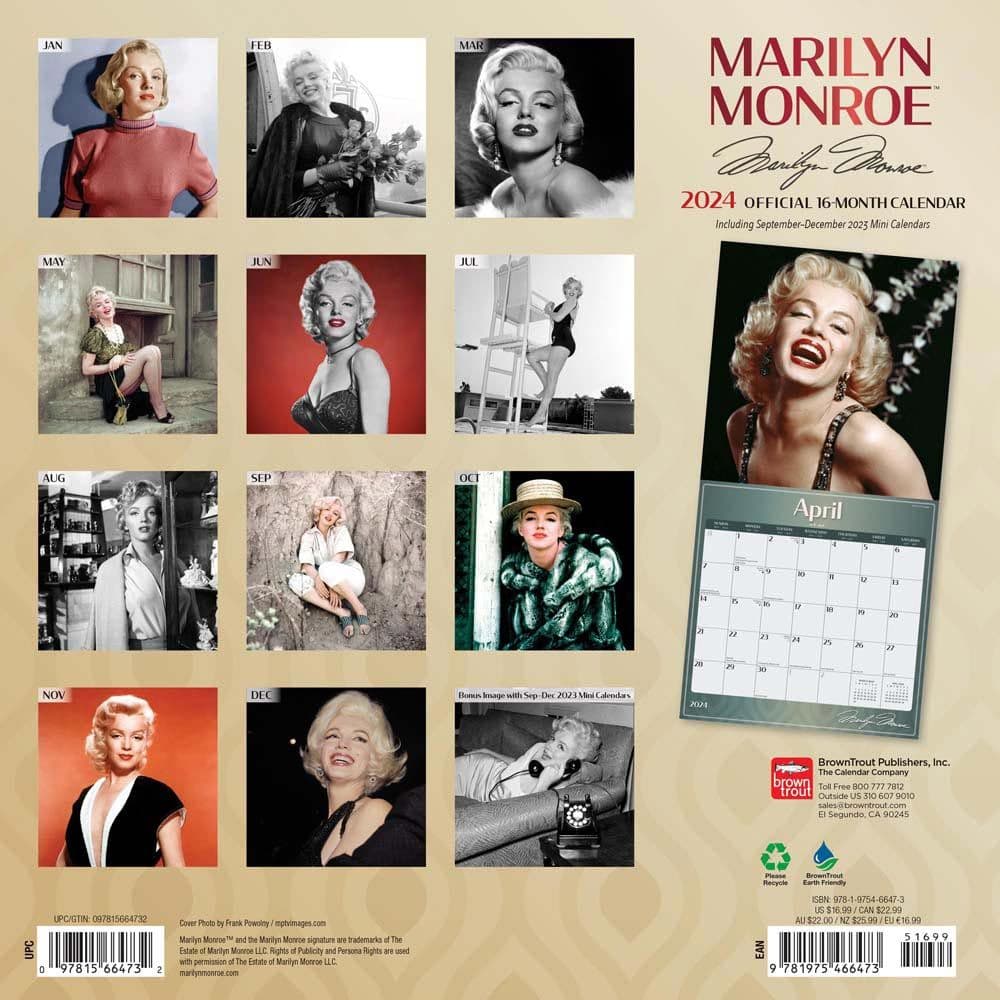 Marilyn Monroe 2024 Wall Calendar - Calendars.com