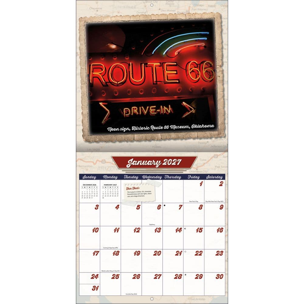 Historic Highway Route 66 2027 Wall Calendar Third Alternate Image