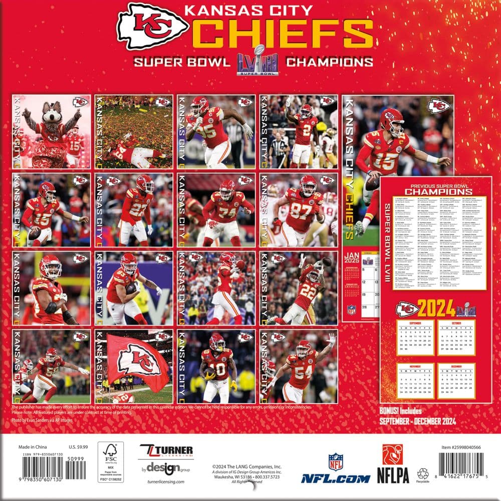 NFL Kansas City Chiefs 2025 Mini Wall Calendar Sixth Alternate Image