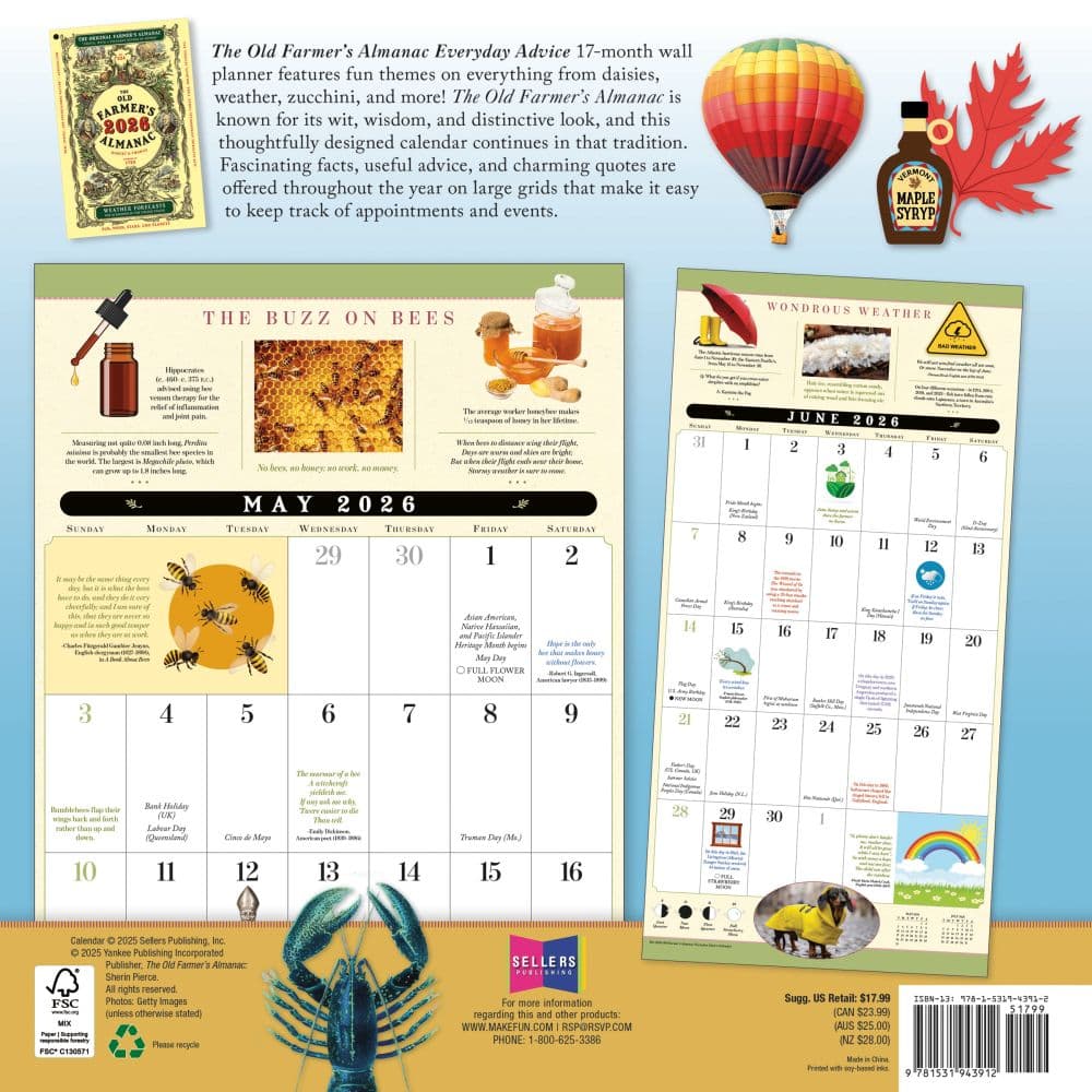 Old Farmer Almanac Advice 2026 Wall Calendar First Alternate Image