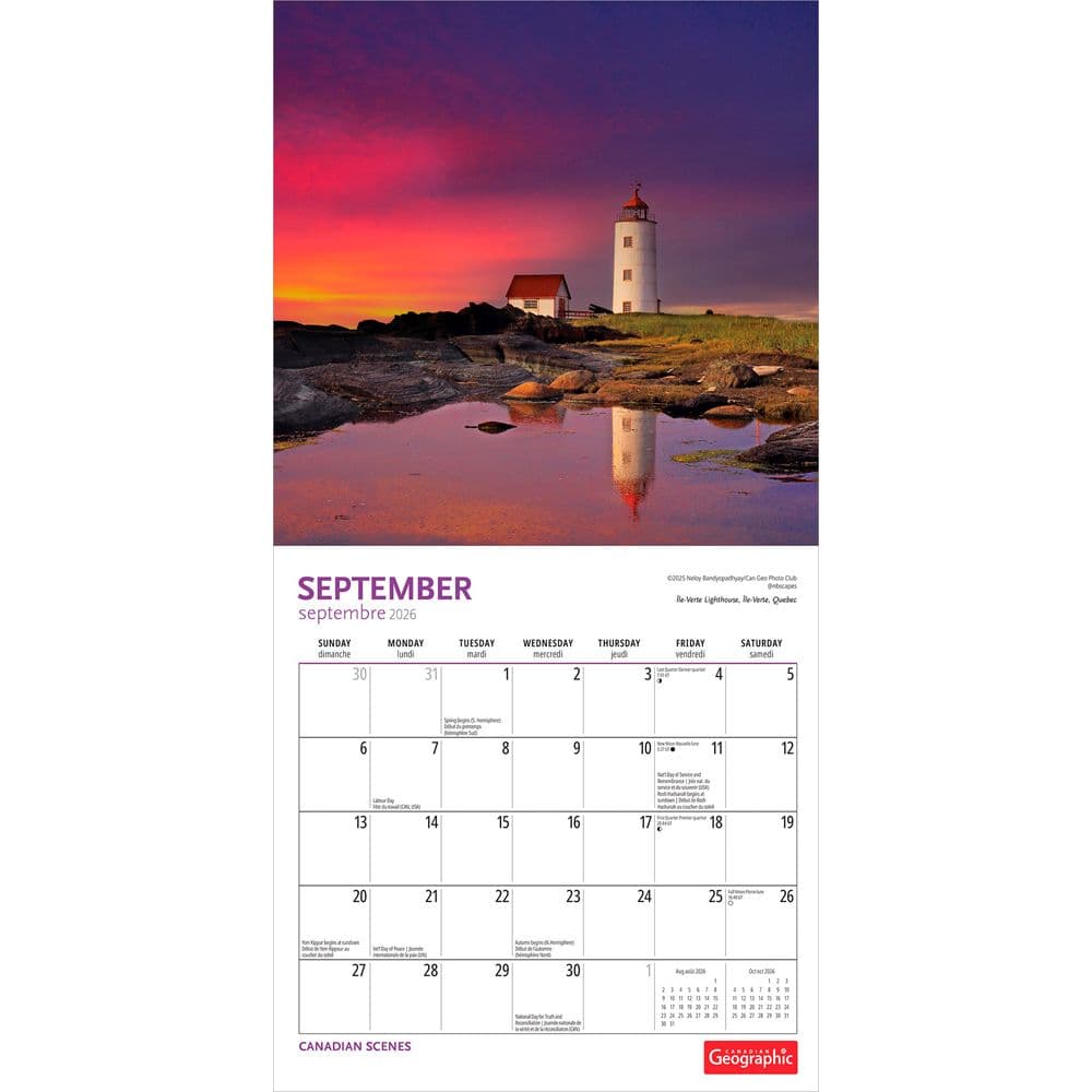 Canadian Geographic Canadian Scenes 2026 Wall Calendar Third  Alternate Image
