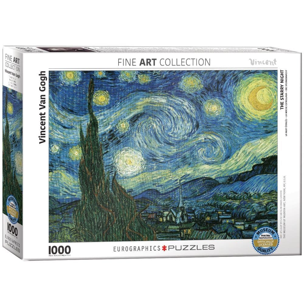 Starry Night Vincent Van Gogh 1000 Piece Puzzle Main Product  Image width="1000" height="1000"