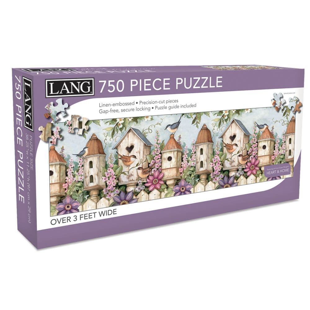 Birdhouse Garden 750 Piece Puzzle Panoramic by Susan Winget Main Product  Image width=&quot;1000&quot; height=&quot;1000&quot;