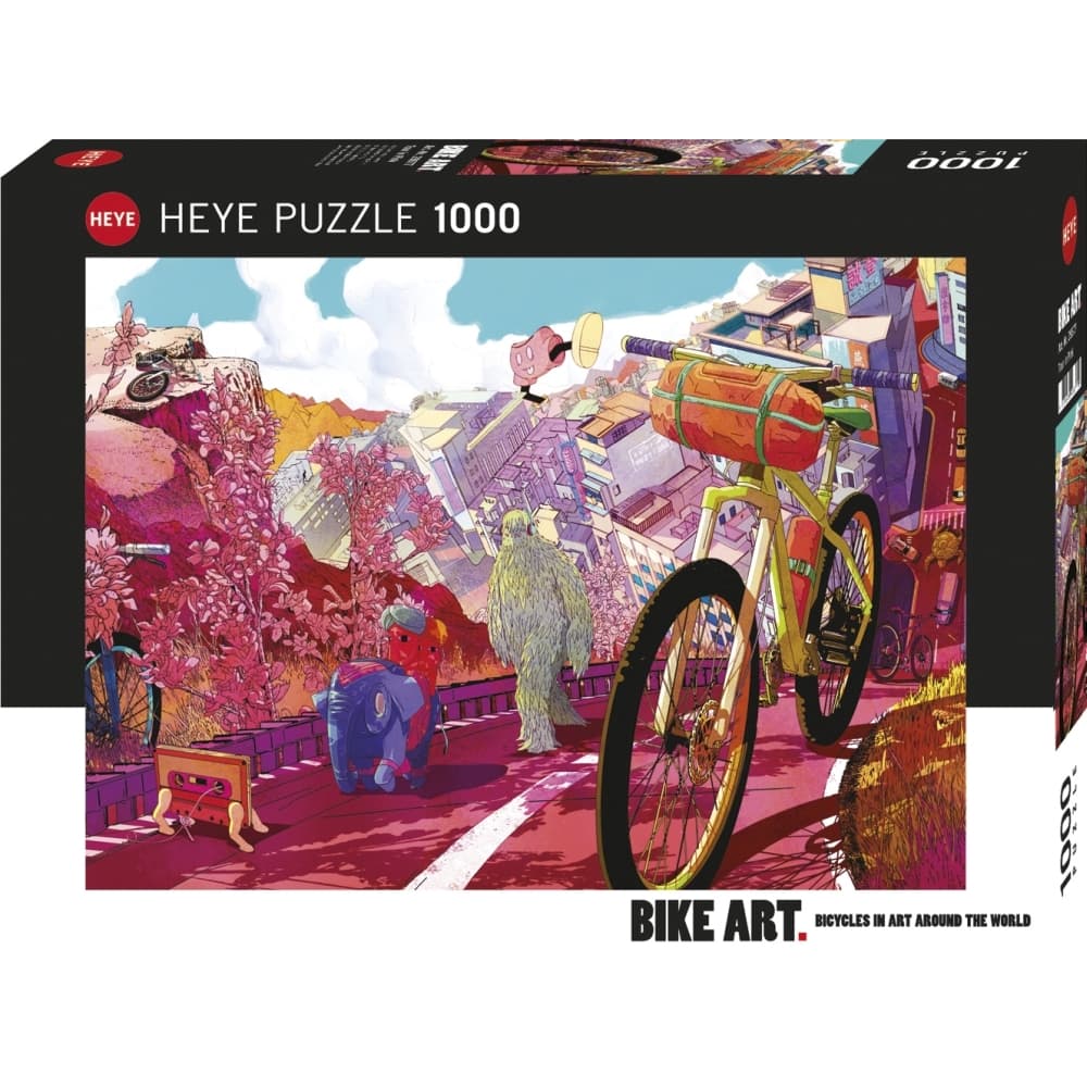 Bike Art Tour In Pink 1000 Piece Puzzle Main Product  Image width="1000" height="1000"