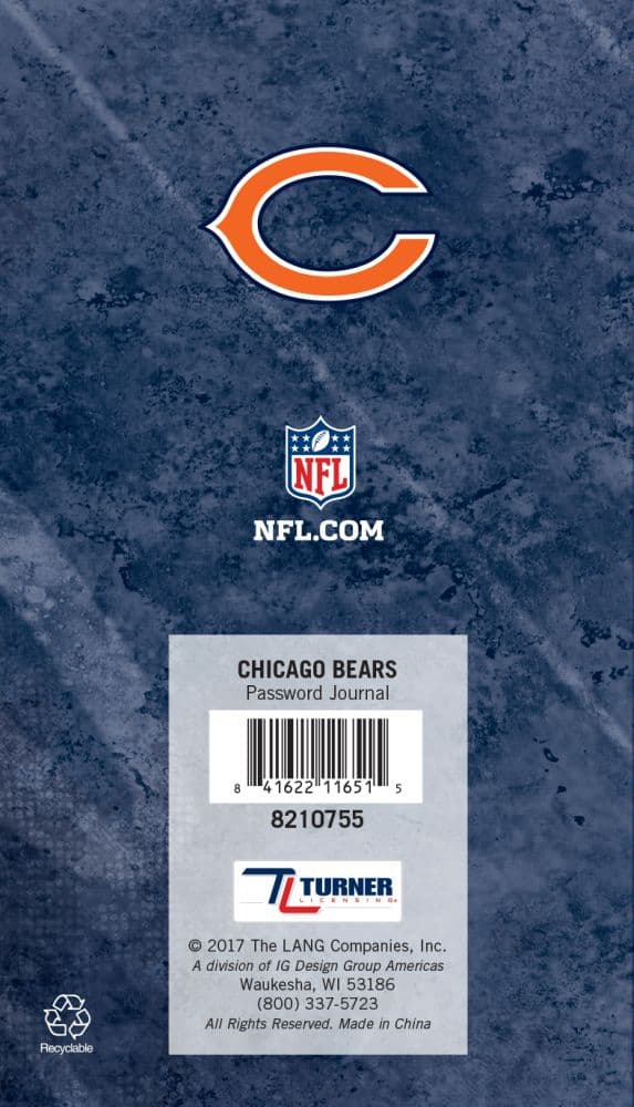 Chicago Bears Password Journal 2nd Product Detail  Image width="1000" height="1000"