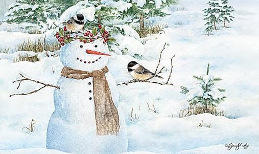 Chickadee Snowman Doormat by Jane Shasky Main Product  Image width="1000" height="1000"
