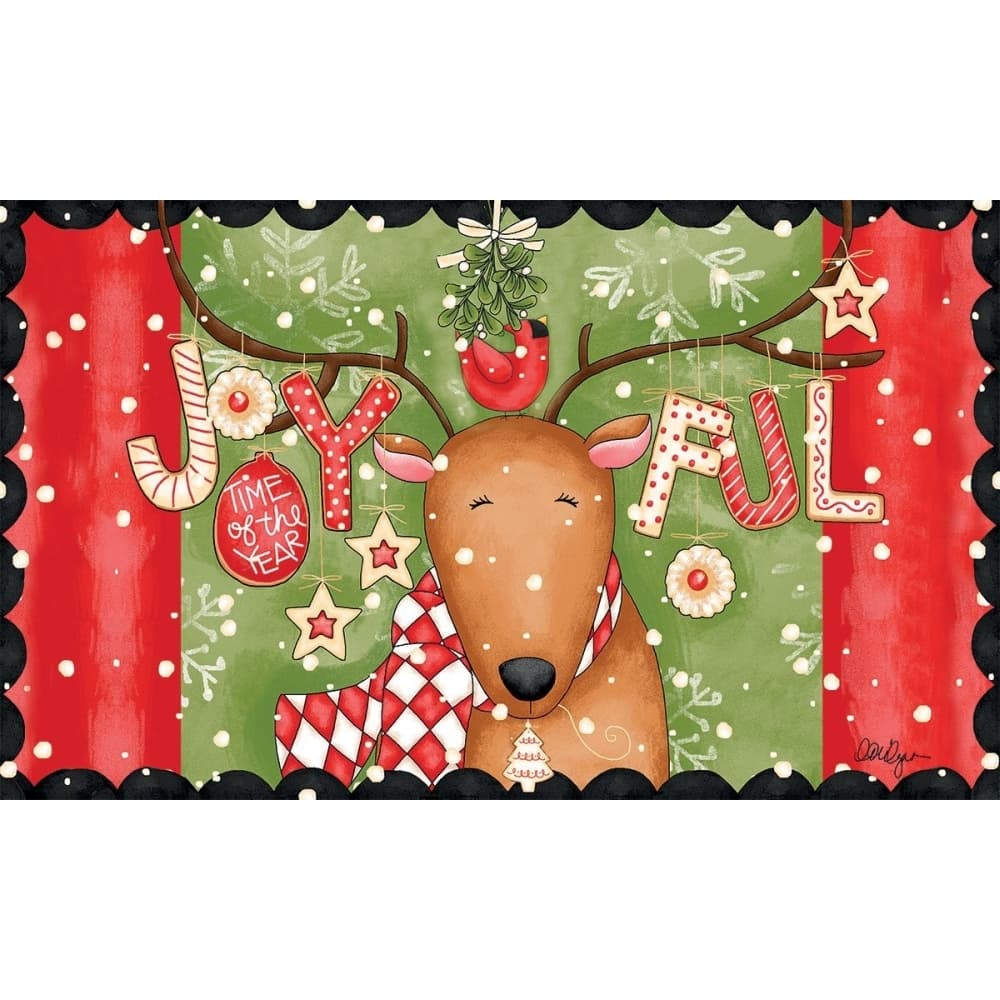 Joyful Reindeer Doormat by LoriLynn Simms Main Product  Image width="1000" height="1000"