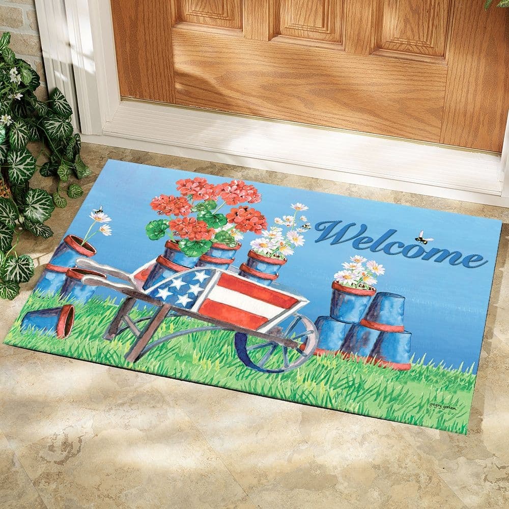 Stars  Stripes Wagon Door Mat by Gregory Gorham 2nd Product Detail  Image width="1000" height="1000"
