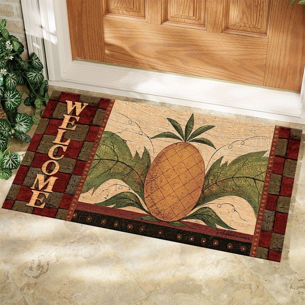 Welcome Pineapple Door Mat by Warren Kimble 2nd Product Detail  Image width=&quot;1000&quot; height=&quot;1000&quot;