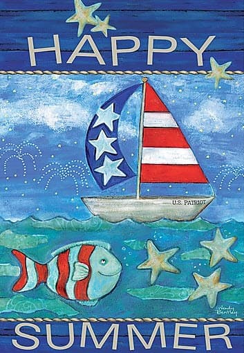Happy Summer Outdoor Flag-Large - 28 x 40 by Wendy Bentley