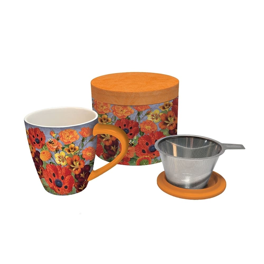 Pretty Poppies Tea Infuser Mug by Barbara Anderson Main Product  Image width="1000" height="1000"
