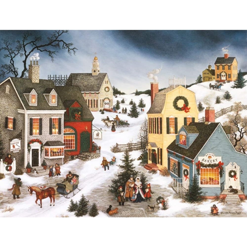Caroling in the Village Boxed Christmas Cards 18 pack w Decorative Box by Linda Nelson Stocks Main Product  Image width=&quot;1000&quot; height=&quot;1000&quot;