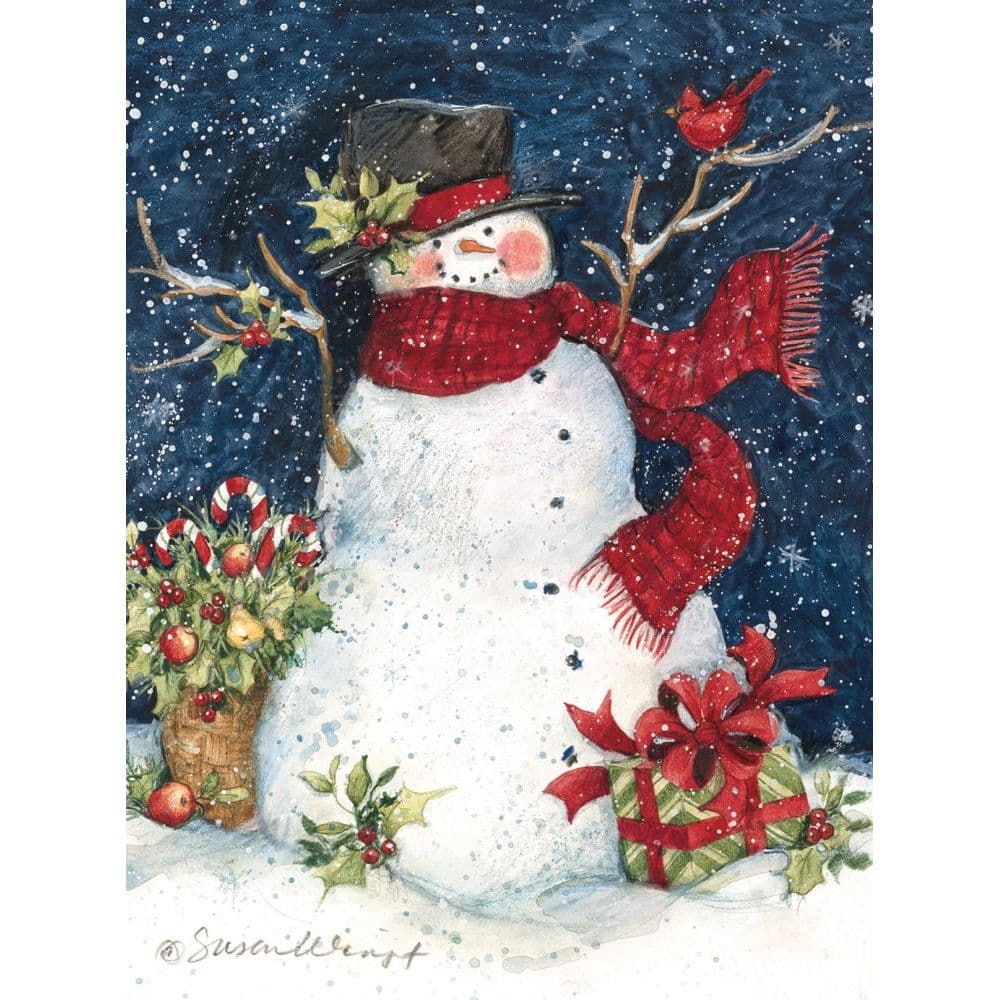 Snowman Scarf Boxed Christmas Cards 18 pack w Decorative Box by Susan Winget 4th Product Detail  Image width=&quot;1000&quot; height=&quot;1000&quot;