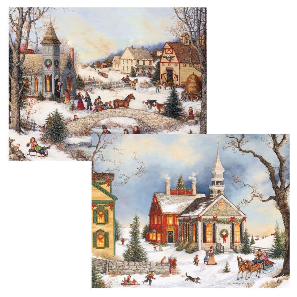 Folk Art Holiday Assorted Boxed Christmas Cards by Linda Nelson Stocks Main Product  Image width="1000" height="1000"