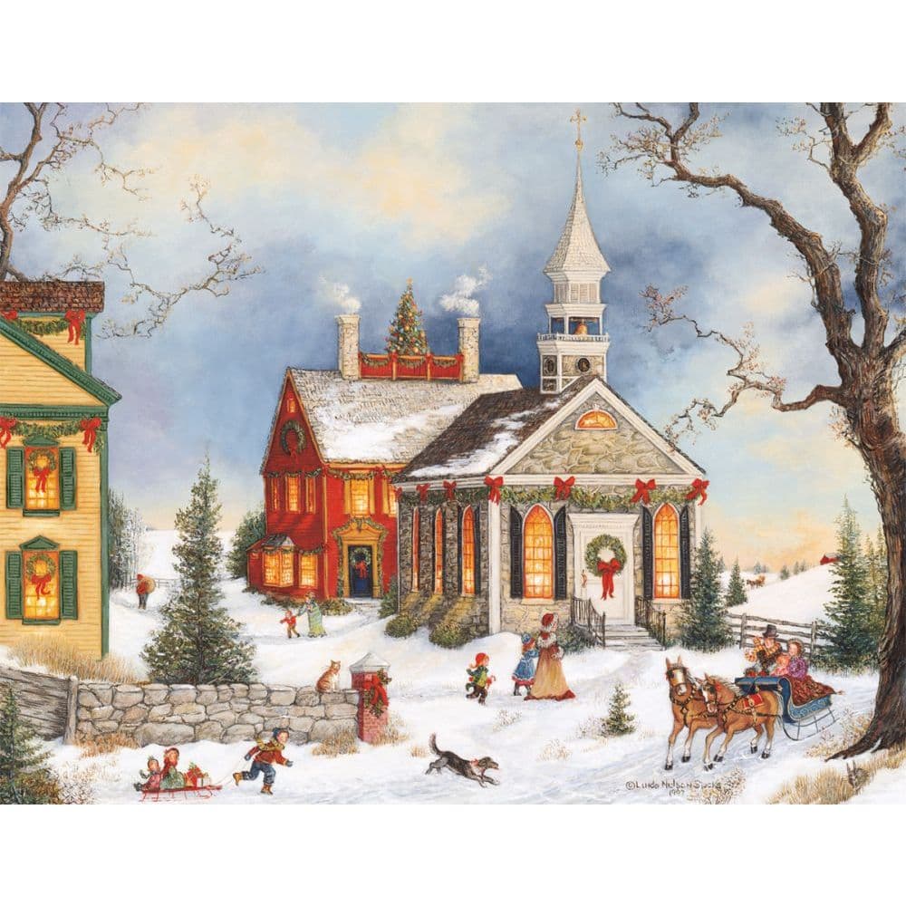 Folk Art Holiday Assorted Boxed Christmas Cards by Linda Nelson Stocks 3rd Product Detail  Image width="1000" height="1000"