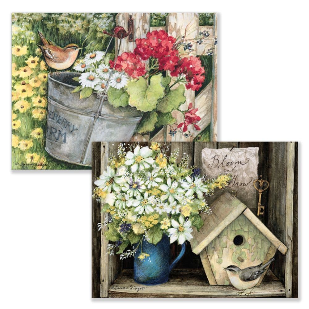 Birdhouse  Fence Assorted Boxed Note Cards by Susan Winget 2nd Product Detail  Image width="1000" height="1000"