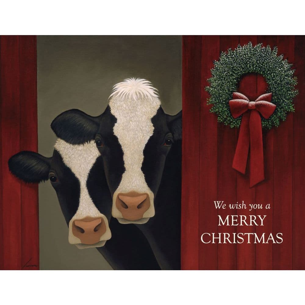 Holiday Cows Boxed Christmas Card by Lowell Herrero Main Product  Image width="1000" height="1000"
