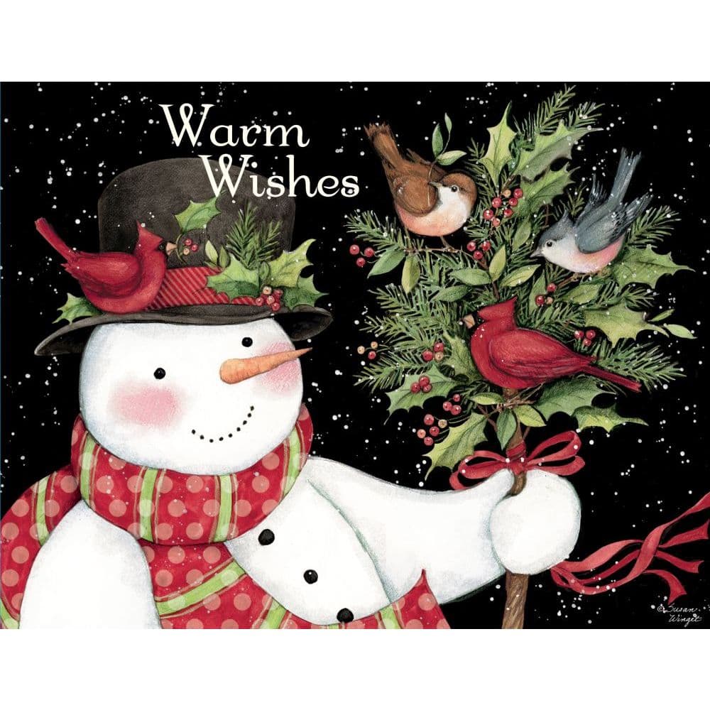 Snowman and Friends Boxed Christmas Cards 18 pack w Decorative Box by Susan Winget Main Product  Image width="1000" height="1000"