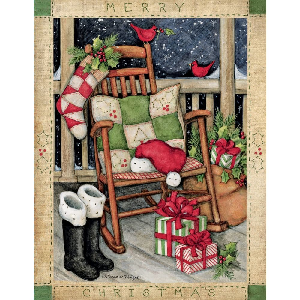 Santas Rocker 5375 X 6875 Boxed Christmas Card by Susan Winget Main Product  Image width=&quot;1000&quot; height=&quot;1000&quot;