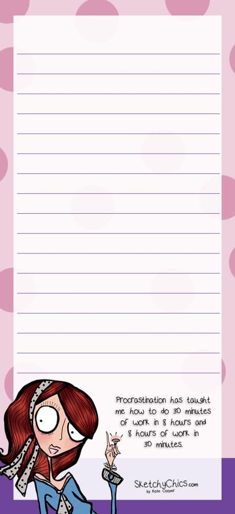 Sketchy Chics Procrastination Mini List Pad Main Product  Image width="1000" height="1000"