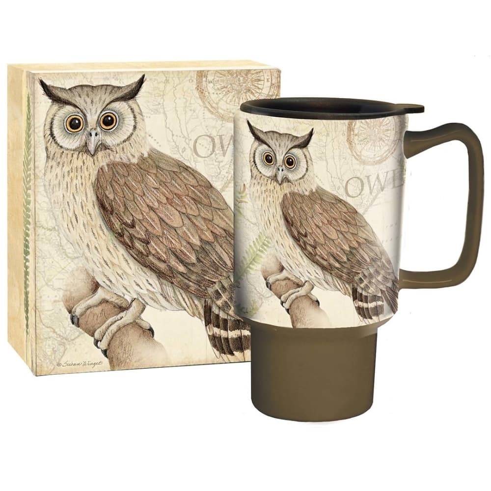 Owl Travel Mug by Susan Winget Main Product  Image width="1000" height="1000"
