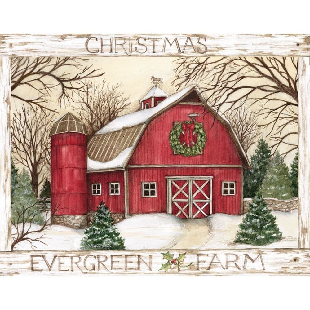 Evergreen Farm Boxed Christmas Cards 18 pack w Decorative Box by Susan Winget Main Product  Image width="1000" height="1000"