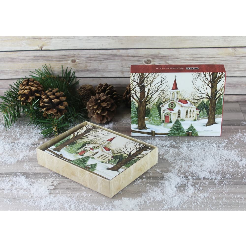 Woodland Church Boxed Christmas Cards 18 pack w Decorative Box by Susan Winget 4th Product Detail  Image width="1000" height="1000"