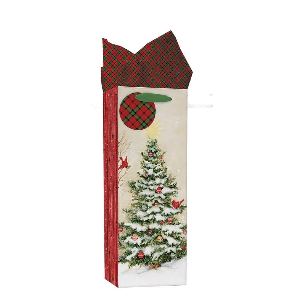 Evergreen Christmas Bottle Gift Bag by Susan Winget Main Product  Image width="1000" height="1000"