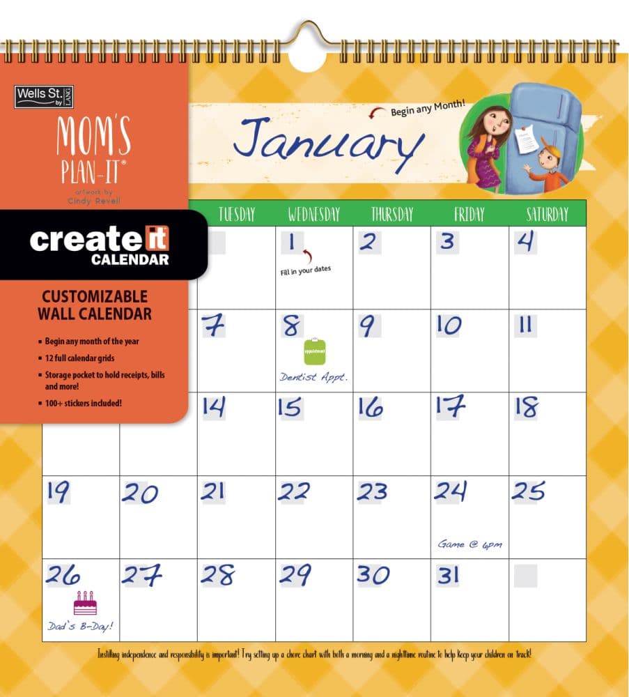 Moms Create it Perpetual Wall Calendar by Cindy Revell Main Product  Image width="1000" height="1000"