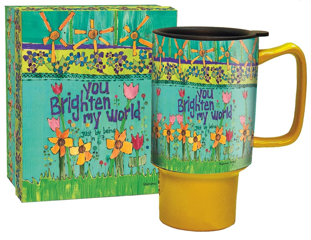 Brighten My World Travel Mug by Stephanie Burgess Main Product  Image width=&quot;1000&quot; height=&quot;1000&quot;