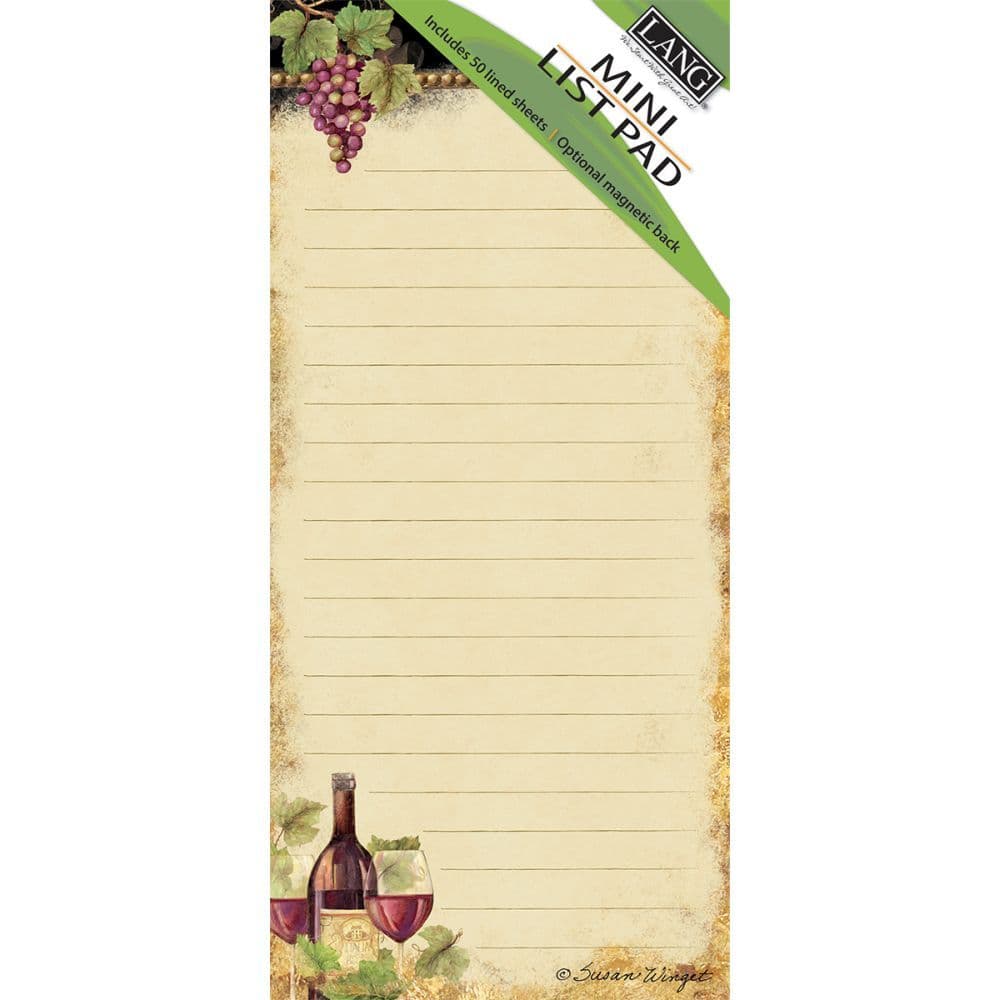Gilded Wine Mini List Pad by Susan Winget 3rd Product Detail  Image width=&quot;1000&quot; height=&quot;1000&quot;