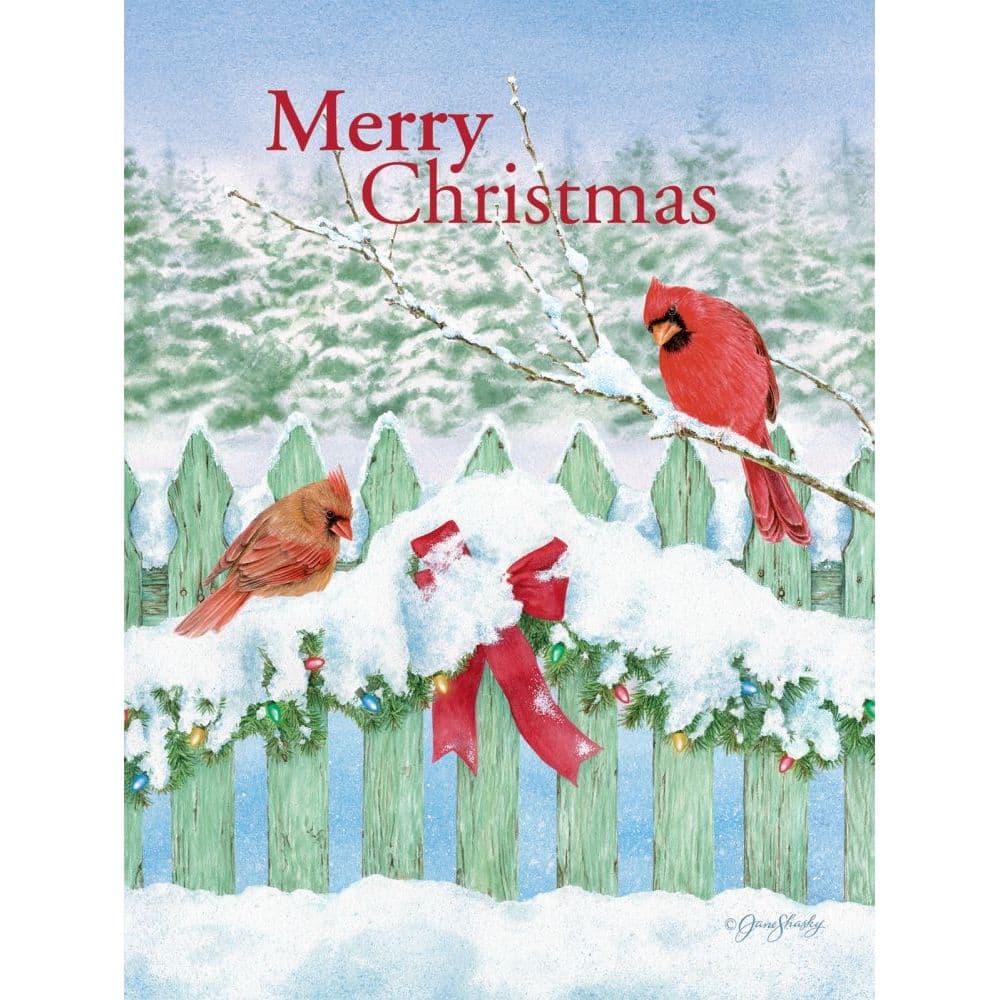 Garland Fence Classic Christmas Cards by Jane Shasky Main Product  Image width="1000" height="1000"