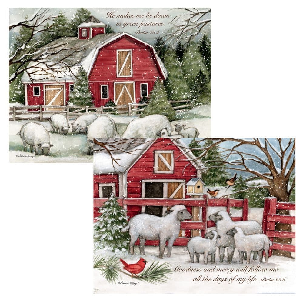 Furry Friend Assorted Boxed Christmas Cards 18 pack w Decorative Box by Lowell Herrero Main Product  Image width="1000" height="1000"