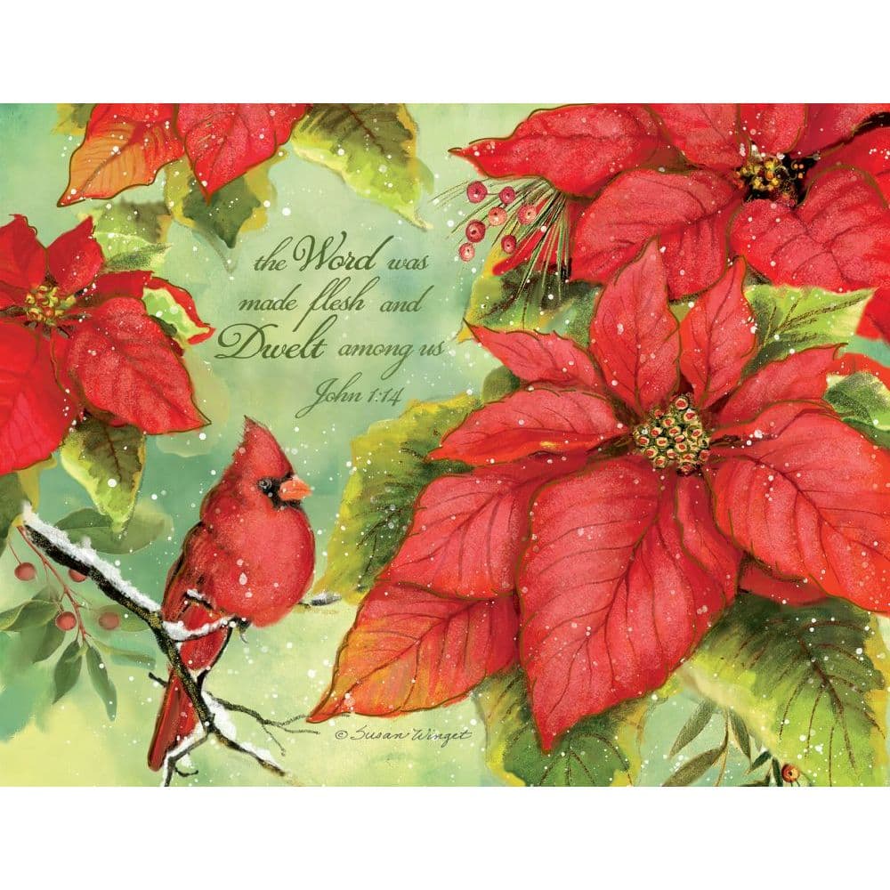 Poinsettia Grace Boxed Christmas Cards 18 pack w Decorative Box by Susan Winget Main Product  Image width=&quot;1000&quot; height=&quot;1000&quot;