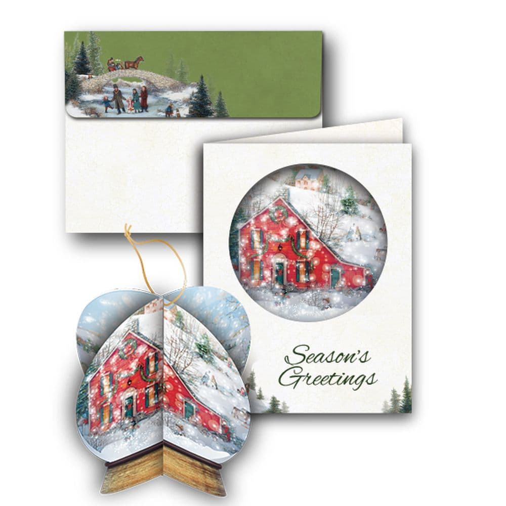 Christmas Gathering Die Cut 3D Ornament Christmas Cards 8 pack by Linda Nelson Stocks Main Product  Image width="1000" height="1000"