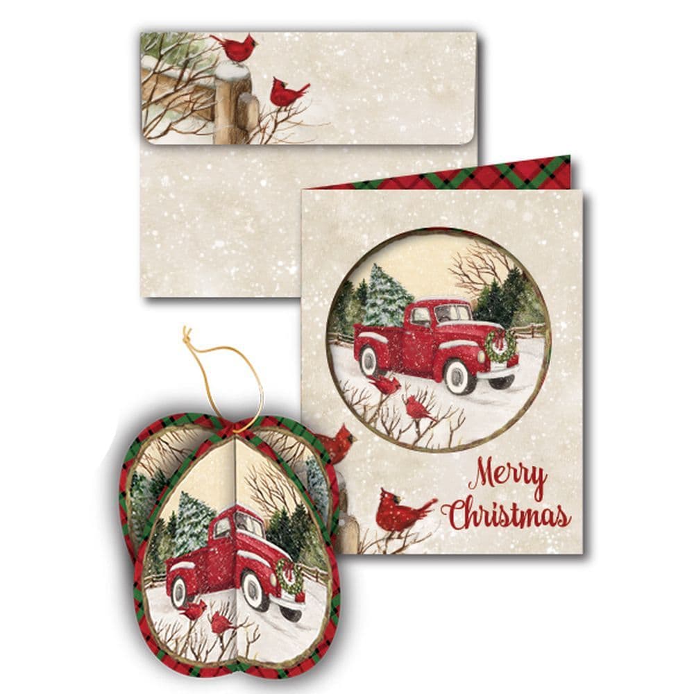 Winter Farm Die Cut 3D Ornament Christmas Cards 8 pack by Susan Winget Main Product  Image width="1000" height="1000"