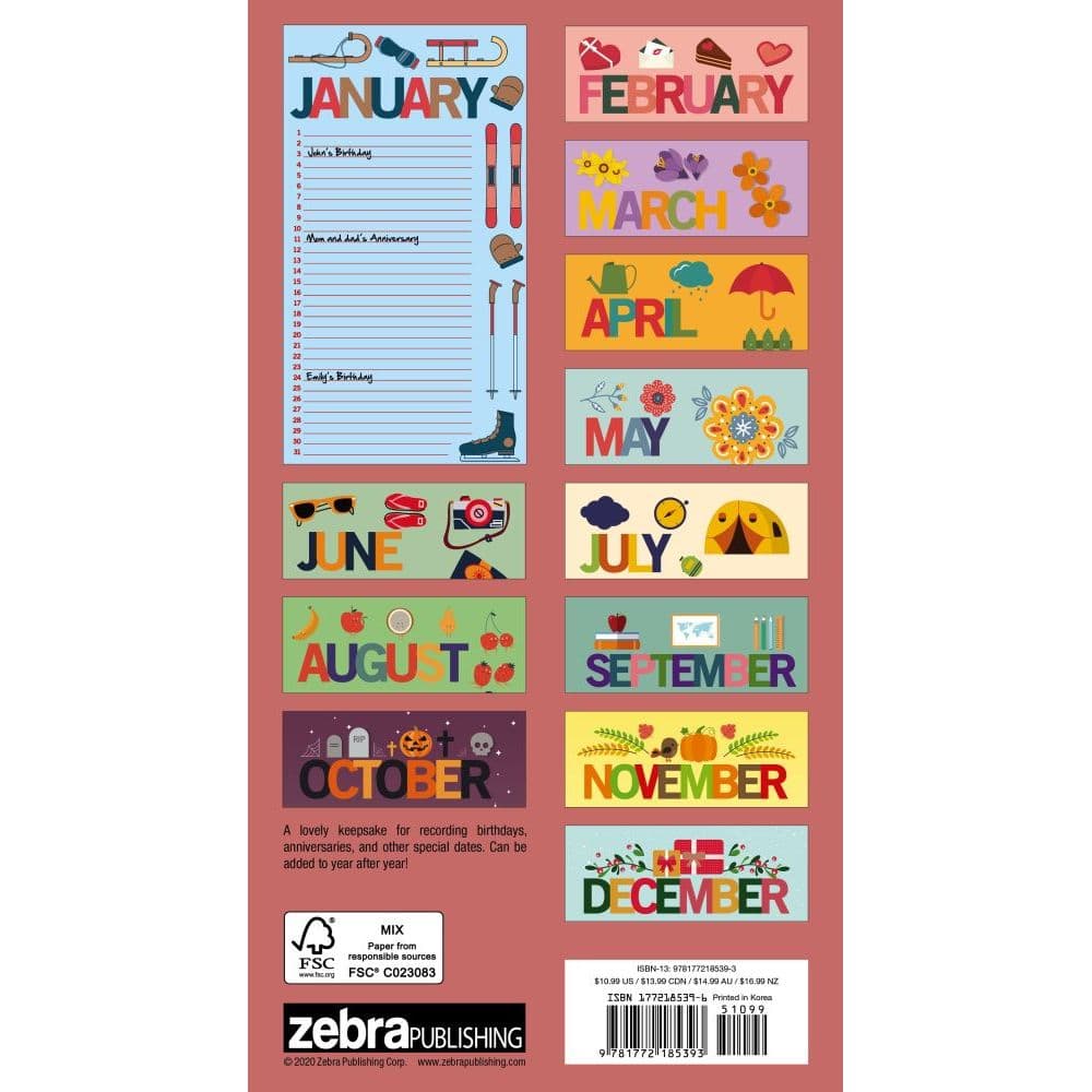 Dates to Remember Perpetual Wall Calendar 2nd Product Detail  Image width="1000" height="1000"