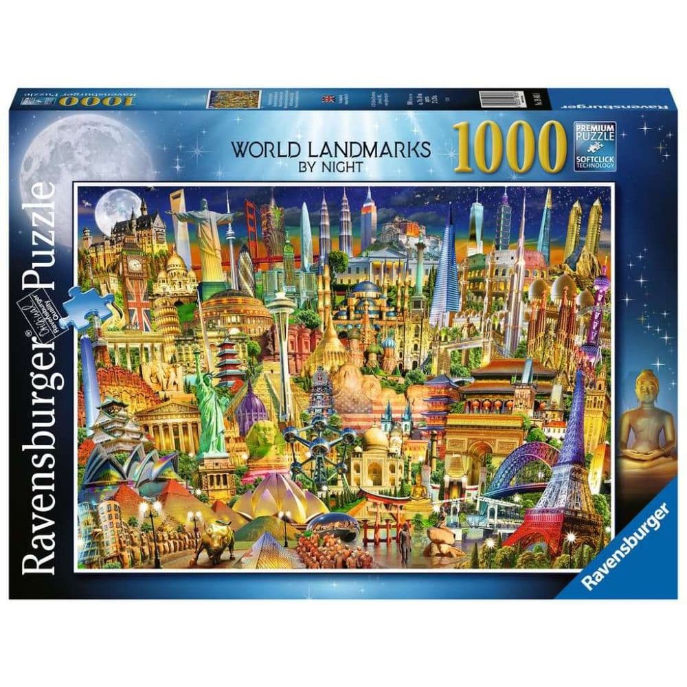World Landmarks at Night 1000pc Puzzle Main Product  Image width="1000" height="1000"