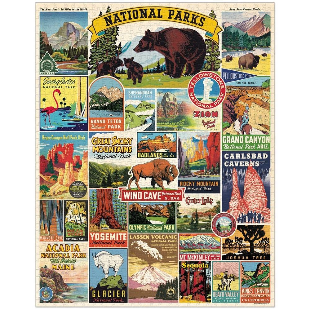 National Parks 1000 Piece Puzzle by Cavallini 2nd Product Detail  Image width="1000" height="1000"
