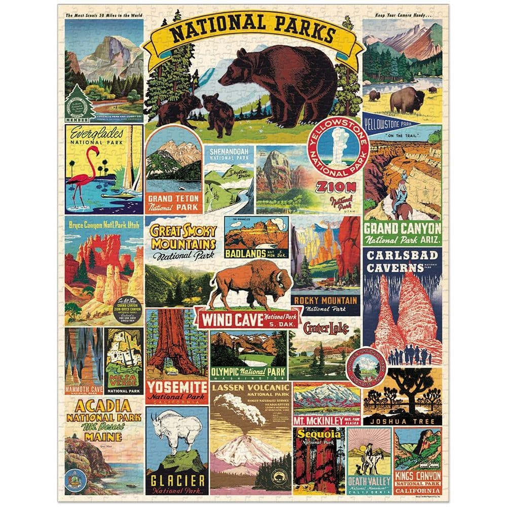National Parks 1000 Piece Puzzle by Cavallini 2nd Product Detail  Image width=&quot;1000&quot; height=&quot;1000&quot;