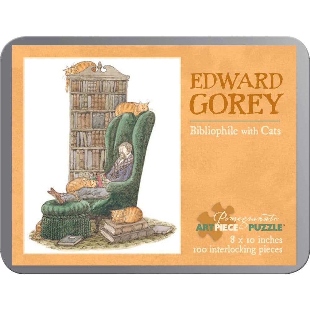 Edward Gorey Bibliophile with Cats 100pc Puzzle Main Product  Image width="1000" height="1000"