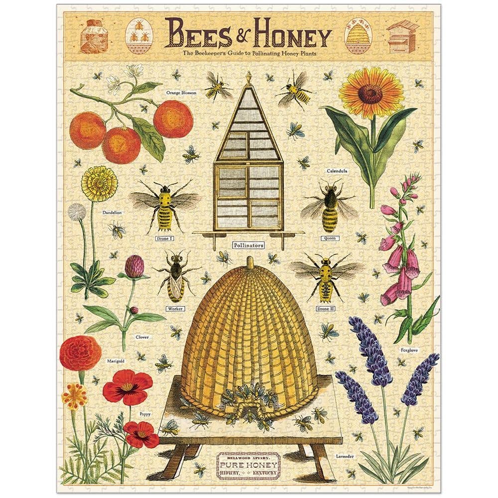 Bees and Honey 1000 Piece Puzzle by Cavallini 2nd Product Detail  Image width=&quot;1000&quot; height=&quot;1000&quot;