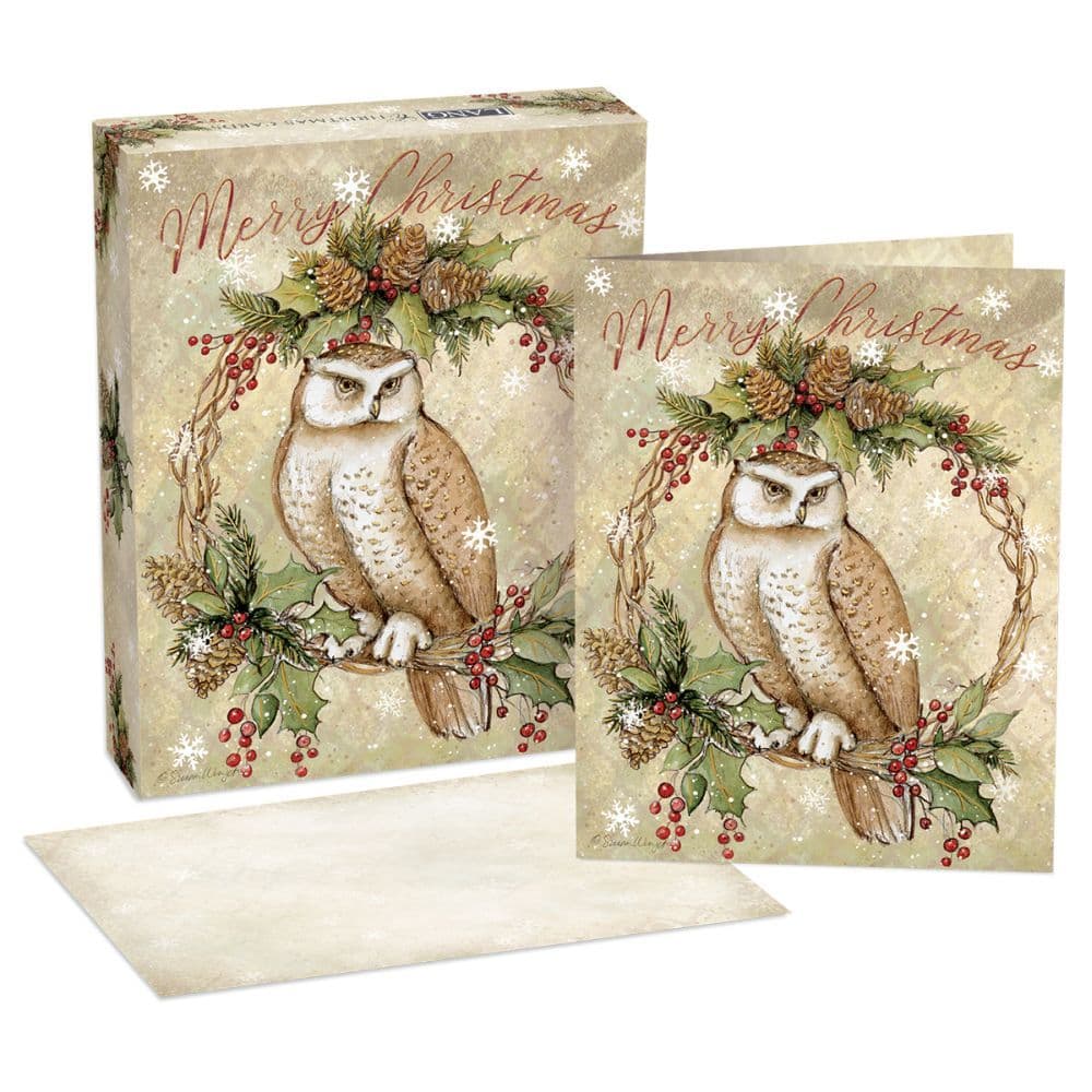 Owl Pinecone Boxed Christmas Cards Main Product  Image width="1000" height="1000"