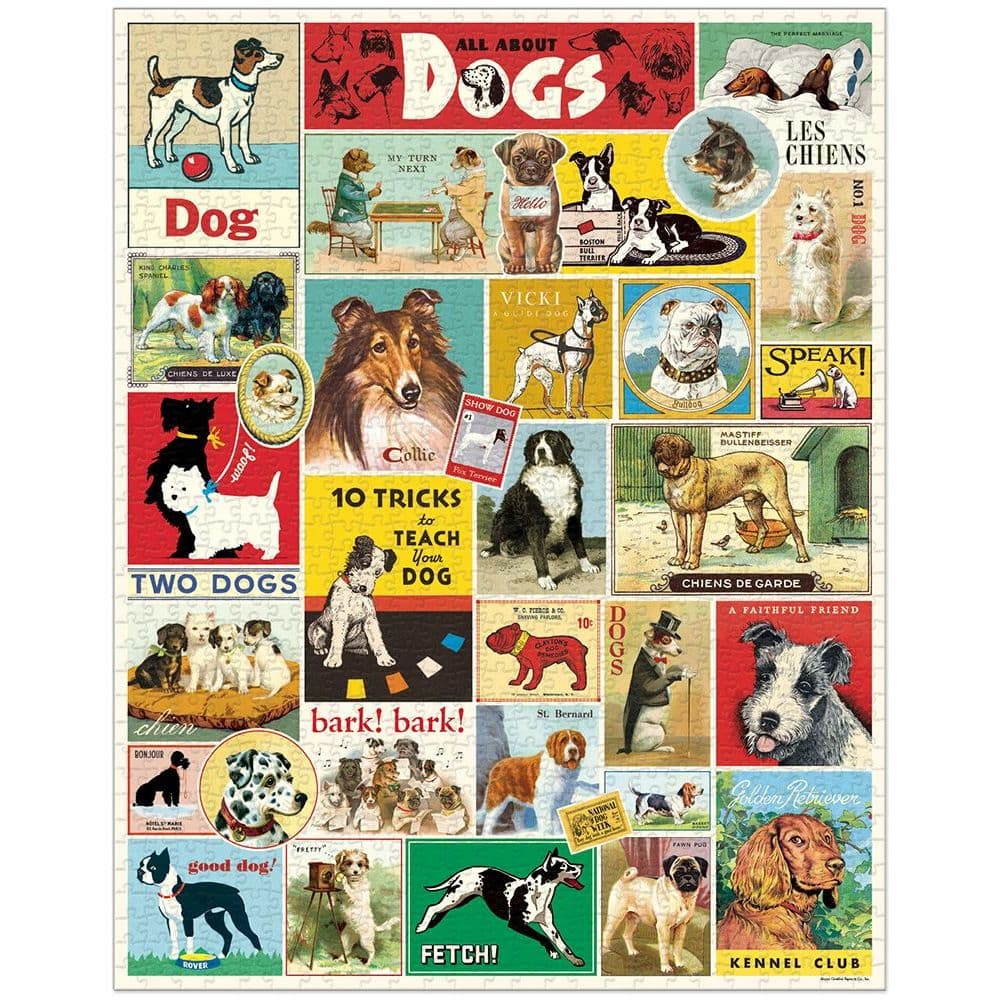 Dogs 1000 Piece Puzzle by Cavallini 2nd Product Detail  Image width=&quot;1000&quot; height=&quot;1000&quot;
