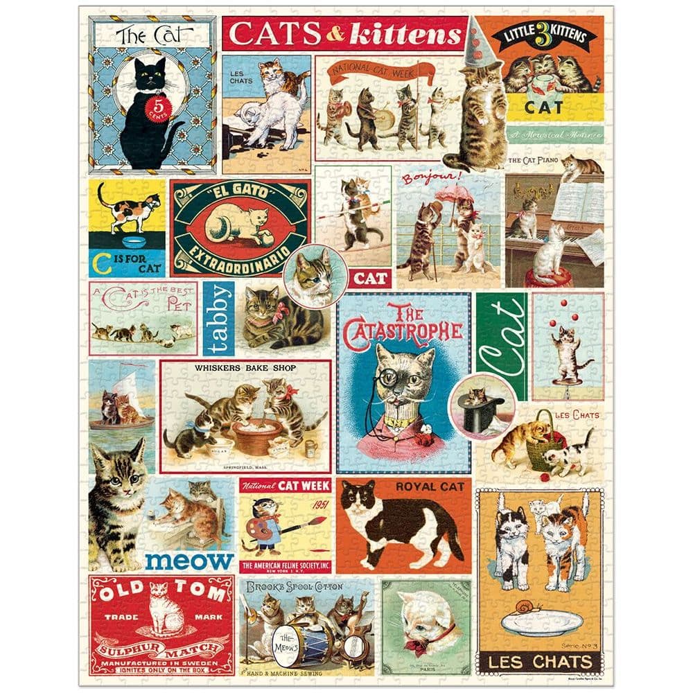 Cats and Kittens 1000 Piece Puzzle by Cavallini 2nd Product Detail  Image width=&quot;1000&quot; height=&quot;1000&quot;