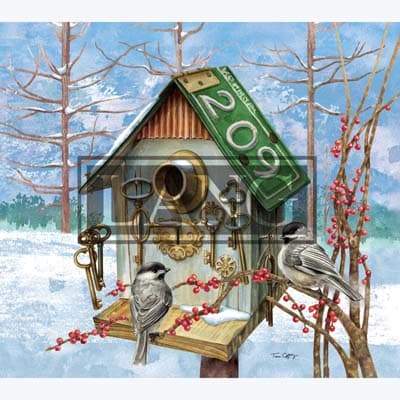 Birdhouses 2022 Downloadable Digital Wallpaper for the month of February width="1000" height="1000"