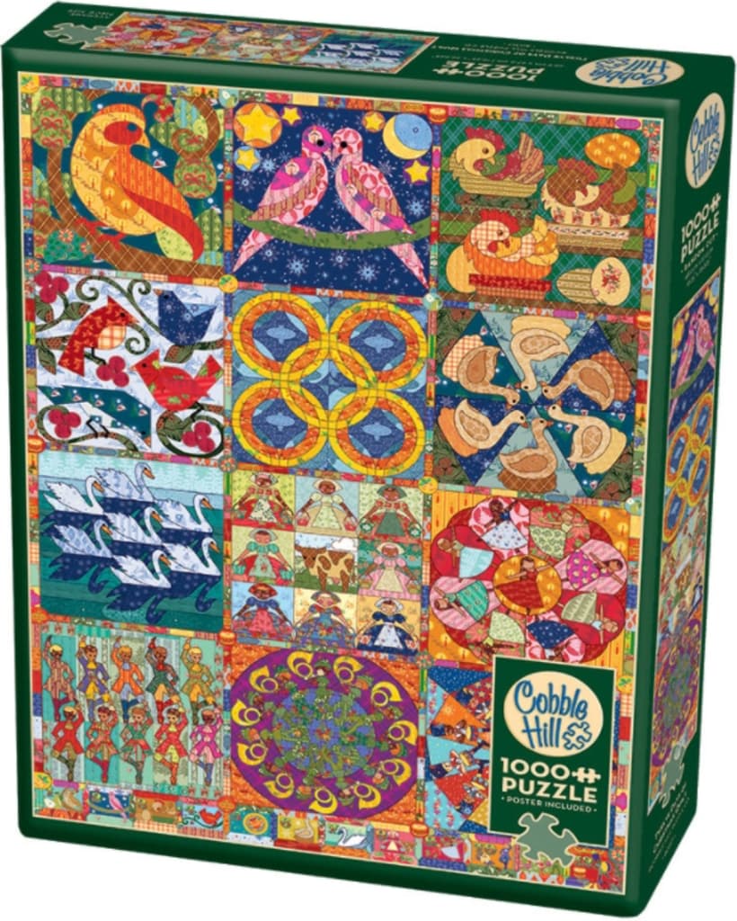 Twelve Days of Christmas Quilt 1000 Piece Puzzle Box View width="1000" height="1000"