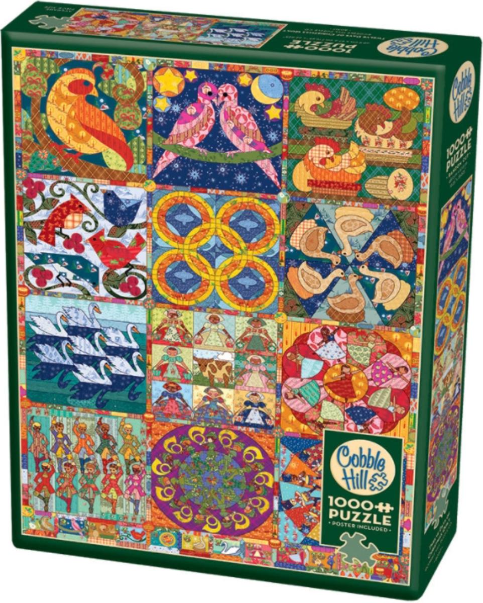 Twelve Days of Christmas Quilt 1000 Piece Puzzle Box View width="1000" height="1000"