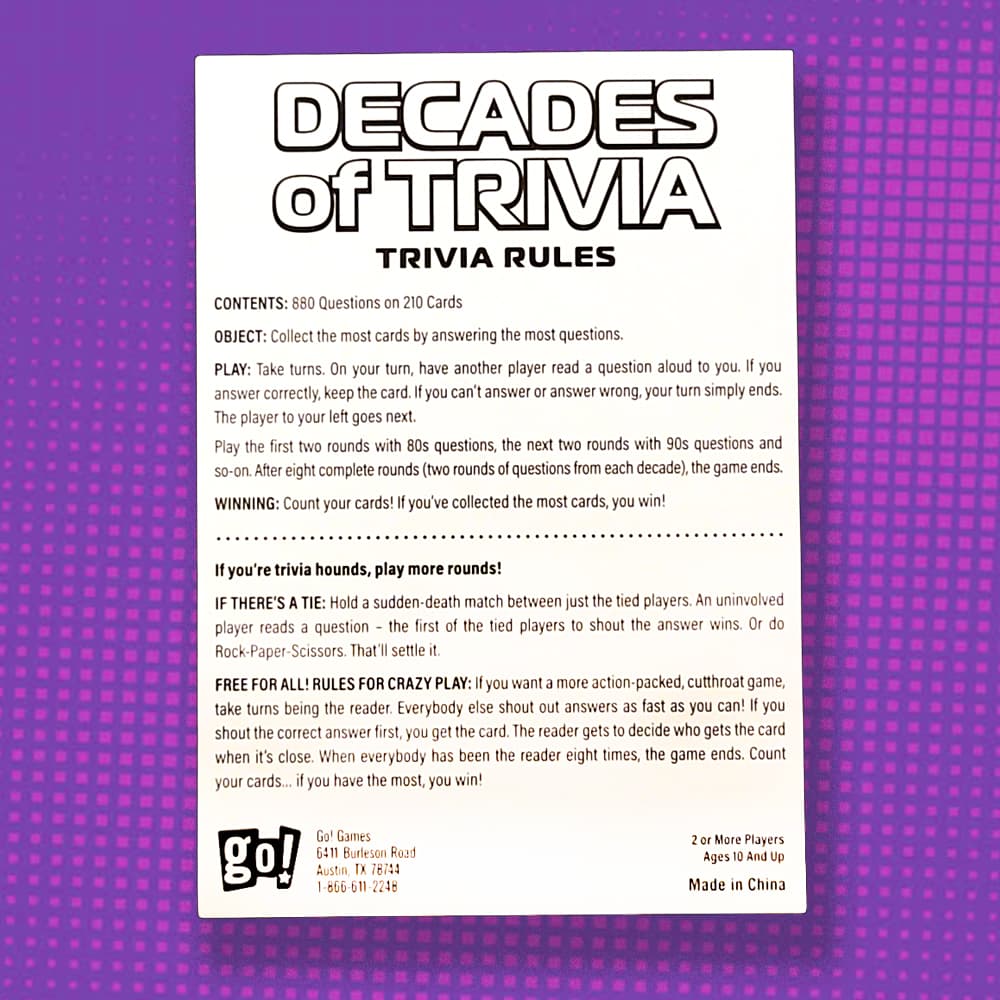 Decades of Trivia Game Third Alternate Image