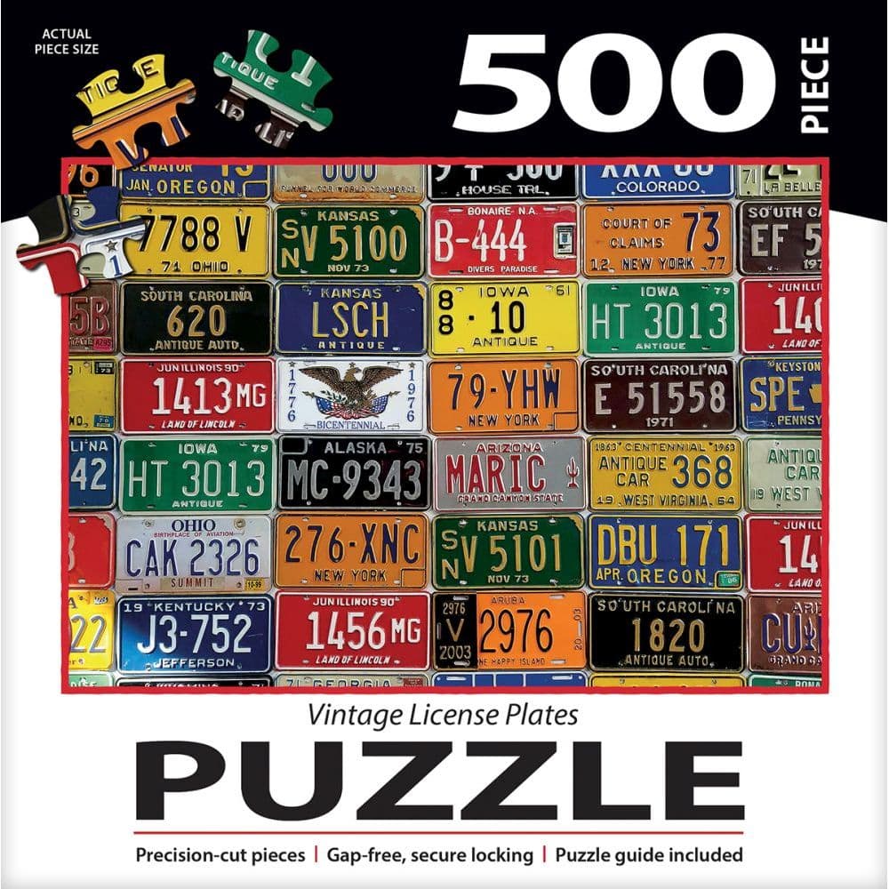 Vintage License Plates 500 Piece Puzzle 3rd Product Detail  Image width=&quot;1000&quot; height=&quot;1000&quot;